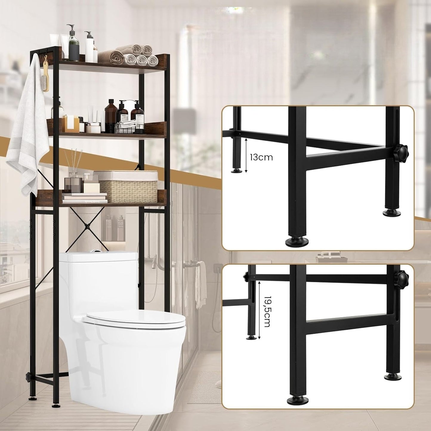 Meuble WC - OverToiletStorageRack™ - Noir