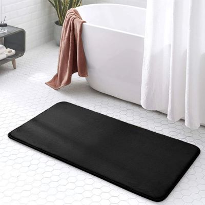 Tapis de bain noir moelleux tapiscoeur