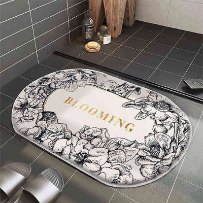 Tapis salle de bain dessin fleurs Oval Oasis confort