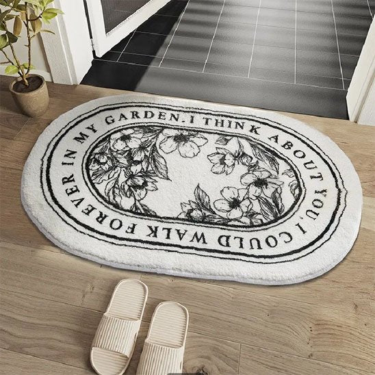 Tapis salle de bain dessin fleurs entree douche Oasis confort