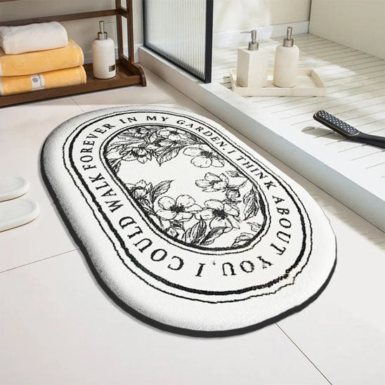 Tapis salle de bain dessin fleurs pres savon Oasis confort