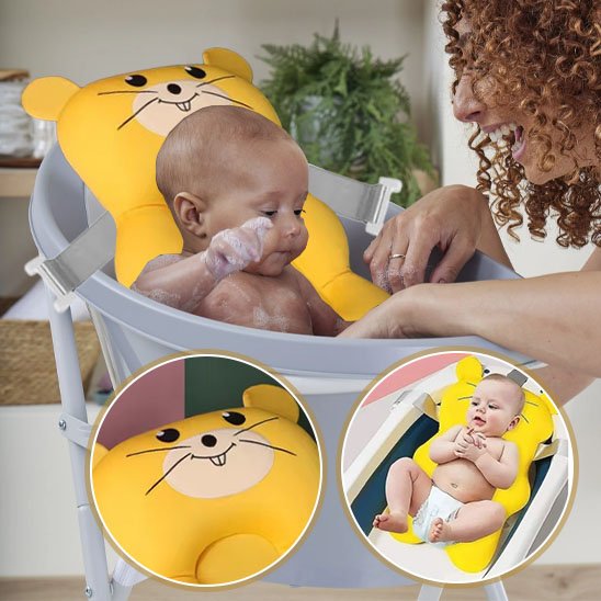 siege bebe bain bebe faisant douche sous surveillance maman Hamster