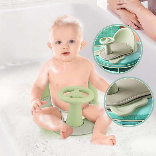 siege de bain pour bebe souriant devant maman securibain