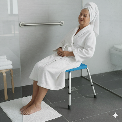 siege de douche femme souriante dans douche securesiege