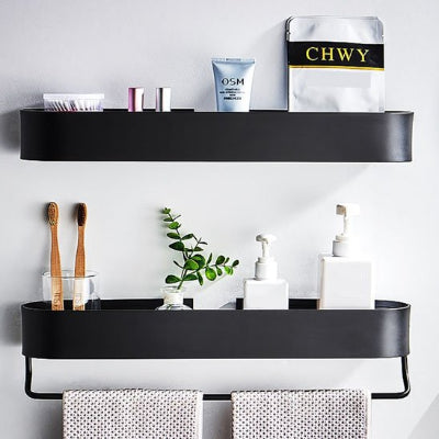 Douche etagere noir double avec plante eleganceetage