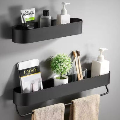 Douche etagere noir double avec porte serviette eleganceetage