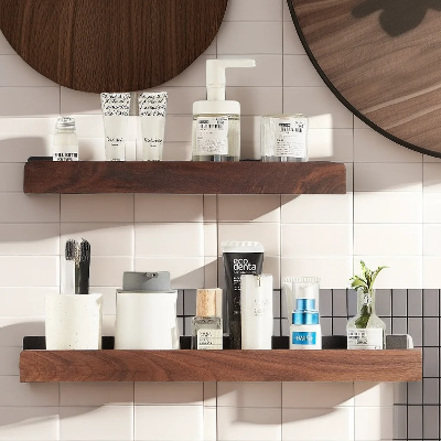 Etagere bois pour salle de bain couleur brune Eleganceprenium
