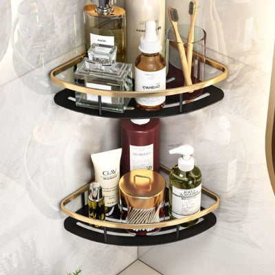 étagère de douche coin couleur argent noir designpremium