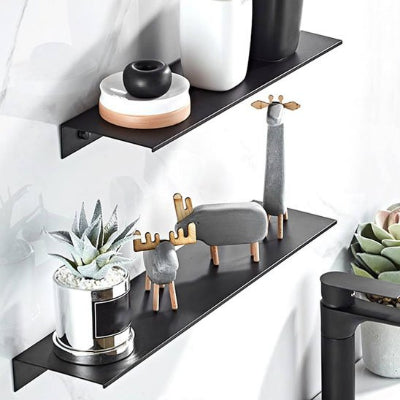 Etagere douche noir mat double grande avec figurine organiseclasse
