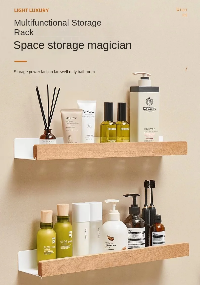 Etagere douche sans percage double HelioWood