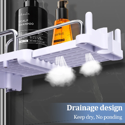 Etagere telescopique douche Blanche drainant organizplus
