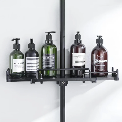 Etagere telescopique douche noir avec bouteille extensible organizplus
