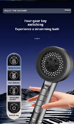 Pommeau de douche économique avec bouton diffèrent jet ecoloflow