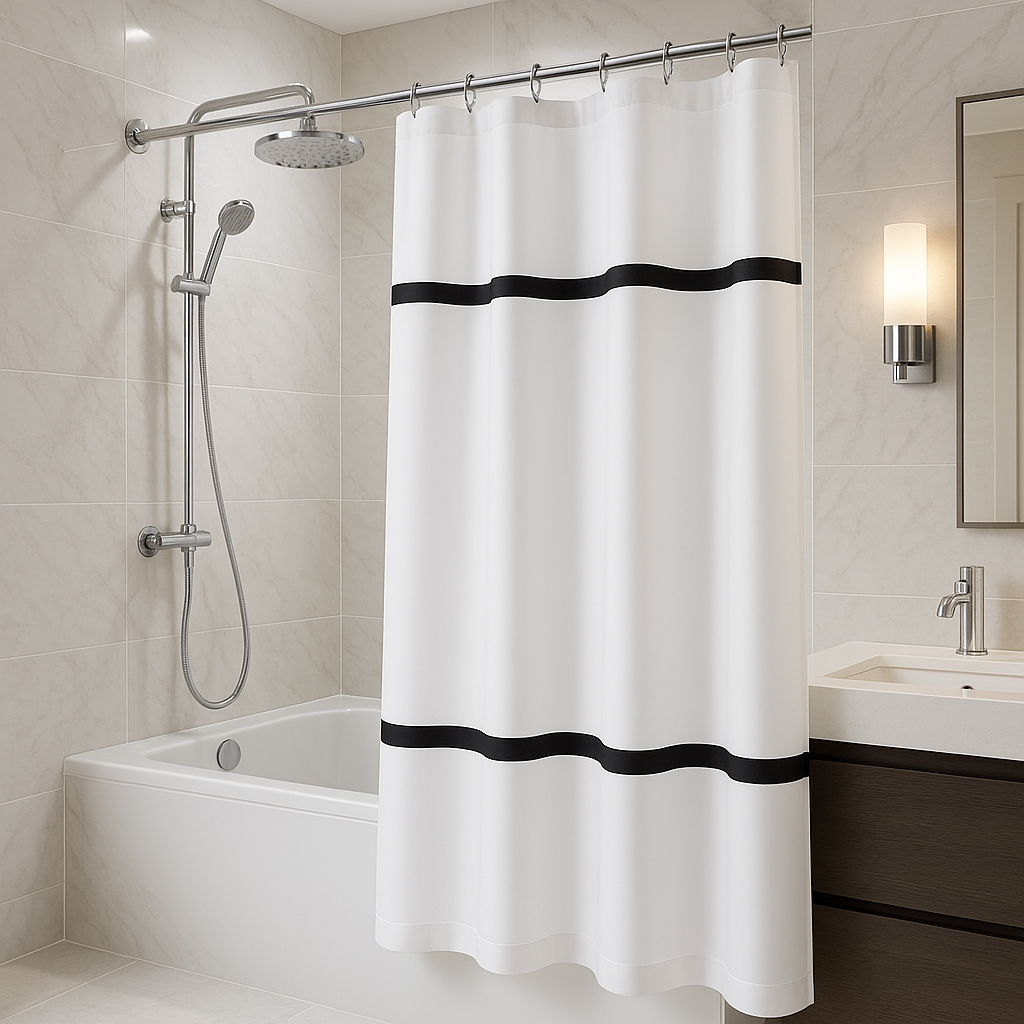 Rideau pour douche noir blanc ModernPEVA