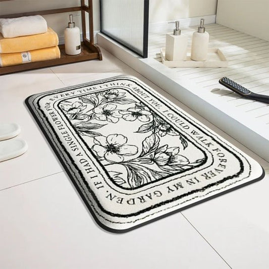 Tapis salle de bain dessin fleurs Oasis confort