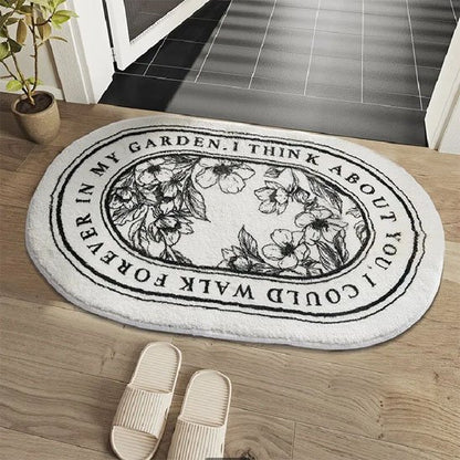 Tapis salle de bain dessin fleurs entree douche Oasis confort