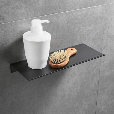 Etagere douche-noir-mat-simple-avec brosse-organiseclasse