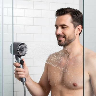 Pommeau de douche filtrant  jet eau doux pureau