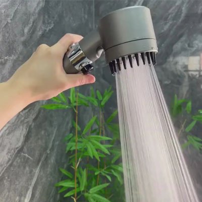 Pommeau de douche haute pression avec-mode-jet-eau-puissant-plus-bouton-marche-arret-ecoflow