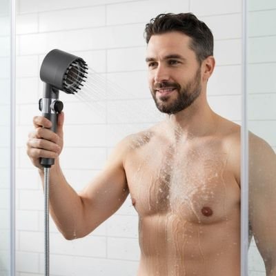 Pommeau de douche filtrant jet eau tres doux test bouton pureau