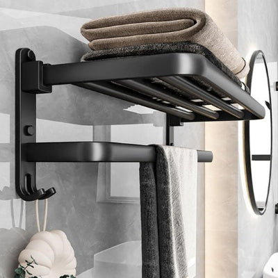 Porte serviette noir mat avec crochet solidité design