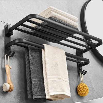 Porte serviette noir mat double étage solidité design