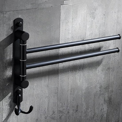 porte serviette salle de bain noir-mat-avec-deux-bras-ModernElegance