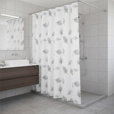 Rideau de douche blanc avec motif pres lavabo anti-moisissure