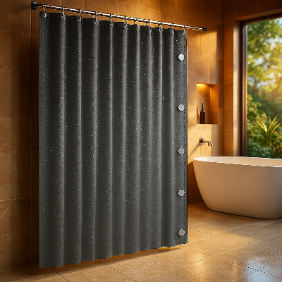 rideaux de douche gris avec aimant ridelegance