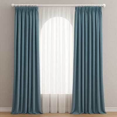 support tringle rideaux blanc sur rideaux bleu rapidfix