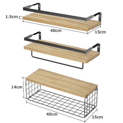 Étagère pour salle de bain beige avec dimension boismetalelegance