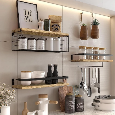 Étagère pour salle de bain charge de produit Bois MetalElegance