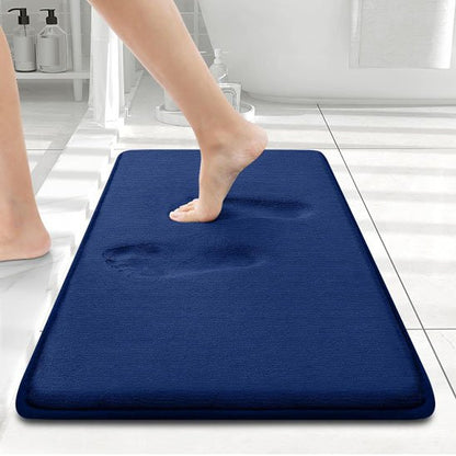 Tapis absorbant​ bleu-moelleux-avec-trace-pieds-dessus-ultraprotect