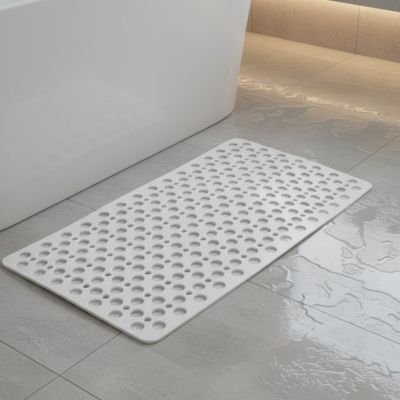Tapis de bain antidérapant blanc avec gros troues ultra adhérant