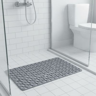 Tapis de bain antidérapant gris avec gros troues  ultra adhérant  