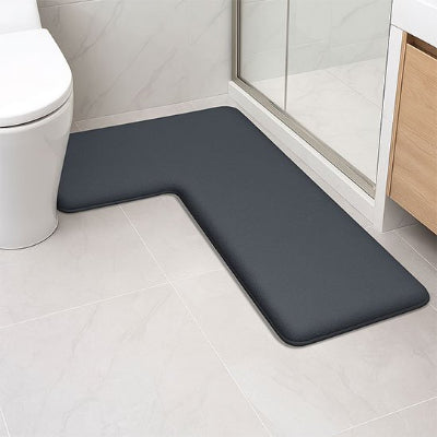 Tapis salle de bain L gris grand model pres porte ultraAbsorb